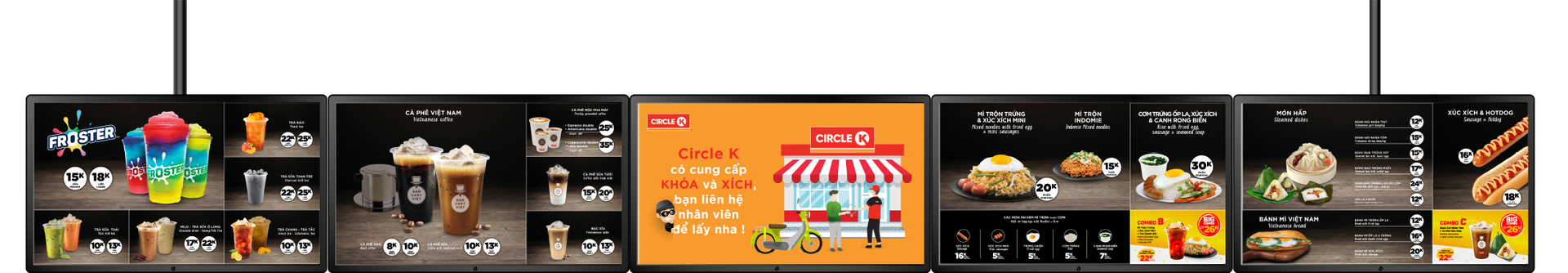 Hệ thống màn hình menu kỹ thuật số tại cửa hàng